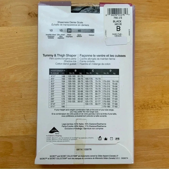 3/$25 SECRET Firm Control Longline Sheer Tights Black - Picture 4 of 11